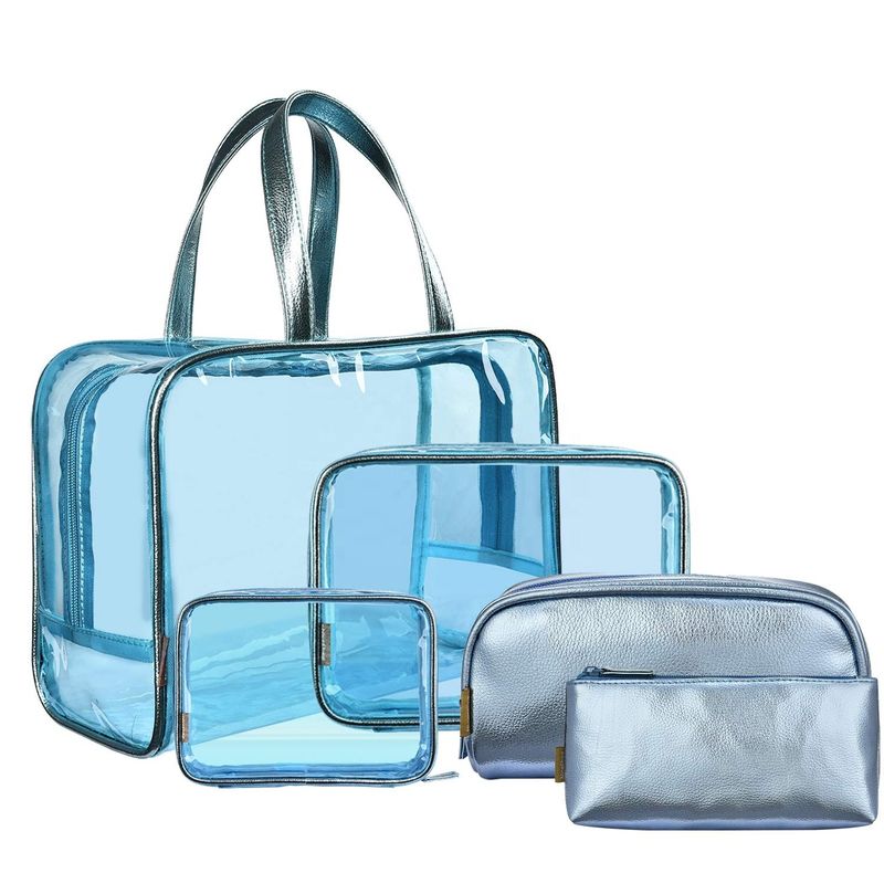 5 In 1 Transparent PVC Cosmetic Bag Set For Travel And Outing